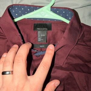 H&M Burgundy Button-Up Shirt